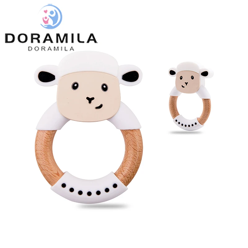 Wooden Ring Teether Food Grade Beech Wood Teething Ring Sheep Shape BPA Free Silicone Animal 4-6 Months Baby 1pc 60mm Teethers
Wooden Ring Teether Food Grade Beech Wood Teething Ring Sheep Shape BPA Free Silicone Animal 4-6 Months Baby 1pc 60mm Teethers