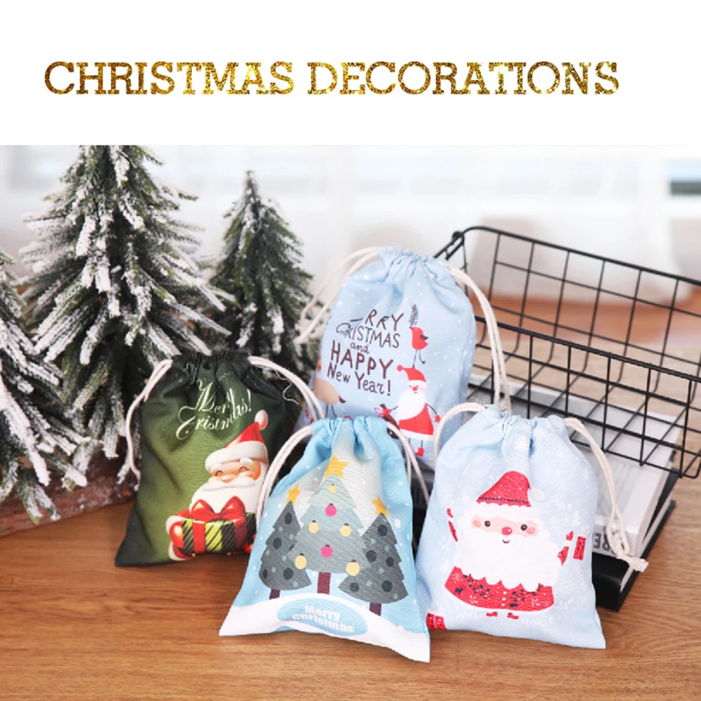 1pc canvas bag christmas gift bag printing candy