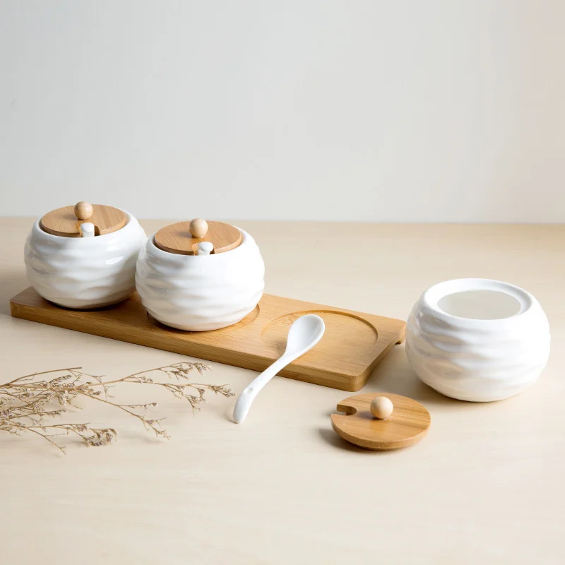 Bamboo Bottom Ceramic Seasoning Tank Seasoning Box Set with Shelf Salt Tank Seasoning Bottle Spice Container
Bamboo Bottom Ceramic Seasoning Tank Seasoning Box Set with Shelf Salt Tank Seasoning Bottle Spice Container