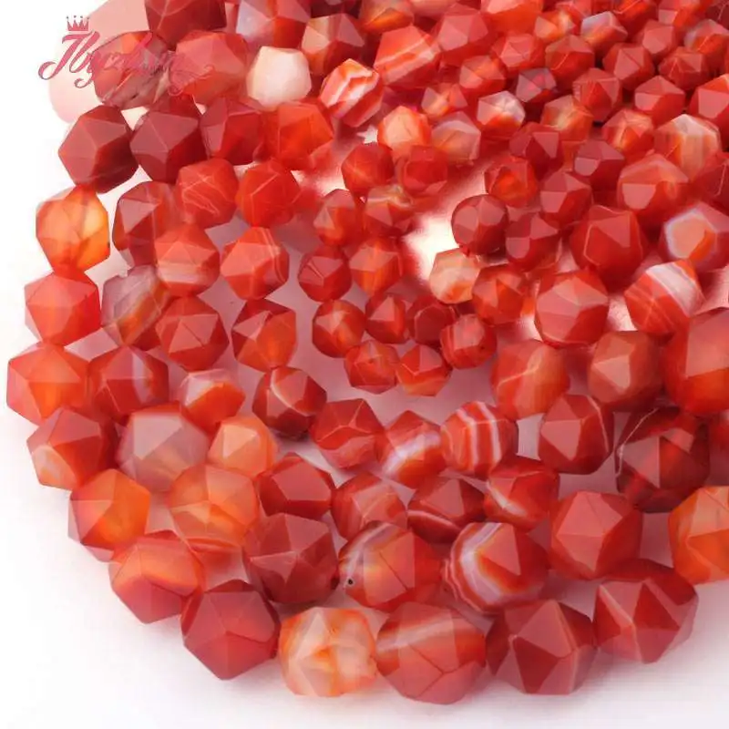 

Natural Agates Faceted Red Banded Stripe Loose 6/8/10mm Natural Stone Beads For DIY Necklace Bracelets Jewelry Making Strand 15"