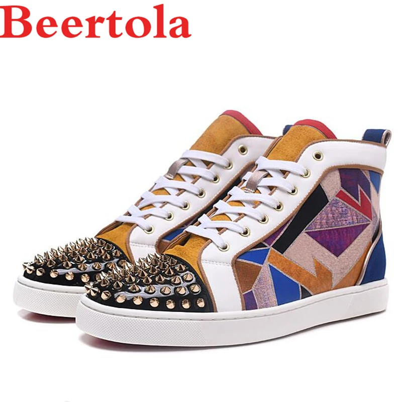 New Mixed Color Casual Men's Shoes Geometric Pattern Round Flats Shoes Men Toe Spikes Decor Street Style Lace UP Tenis Masculino
New Mixed Color Casual Men's Shoes Geometric Pattern Round Flats Shoes Men Toe Spikes Decor Street Style Lace UP Tenis Masculino