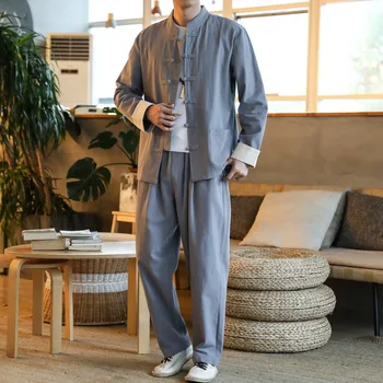 Chinese Style Linen Suit Ancient Style Clothing Fashion Simple Large Size Long Sleeve Top 5XL Trousers Men Clothes
Chinese Style Linen Suit Ancient Style Clothing Fashion Simple Large Size Long Sleeve Top 5XL Trousers Men Clothes