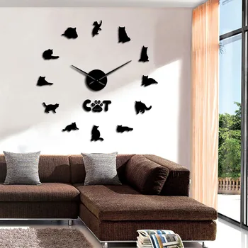 British Shorthair Cat Wall Sticker Decorative DIY Large Wall Clock Gray Cat Frameless Cat Silhouette Numbers Modern Clock Watch
British Shorthair Cat Wall Sticker Decorative DIY Large Wall Clock Gray Cat Frameless Cat Silhouette Numbers Modern Clock Watch
