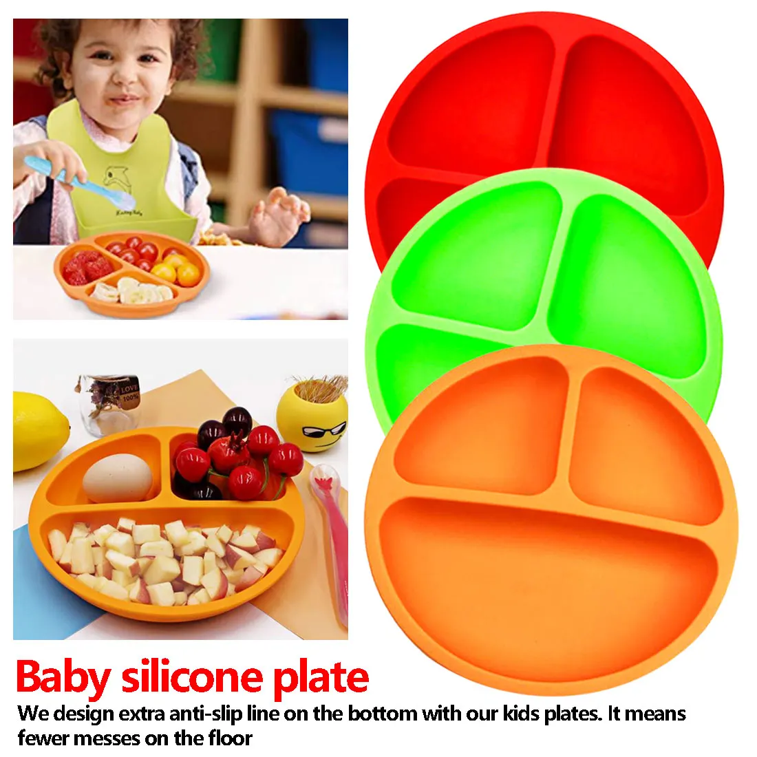 Baby Dishes Children's Section Smiling Silicone Plate With Suction Cup Strong Sticky Divided Silicone Food Plate
Baby Dishes Children's Section Smiling Silicone Plate With Suction Cup Strong Sticky Divided Silicone Food Plate