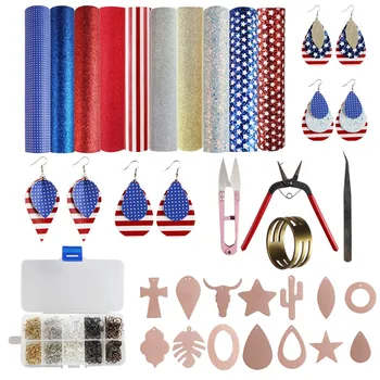 DIY Earrings Homemade Set Kit Solid Color Glitter Sequin Material Independence Day Theme Creative Leather Material Hot Sale 
DIY Earrings Homemade Set Kit Solid Color Glitter Sequin Material Independence Day Theme Creative Leather Material Hot Sale