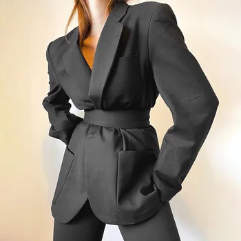 Streetwear Black Solid Long Female Jacket Coat Fashion Elegant Office Jackets with Belt Autumn Winter Clothes Outwear
Streetwear Black Solid Long Female Jacket Coat Fashion Elegant Office Jackets with Belt Autumn Winter Clothes Outwear