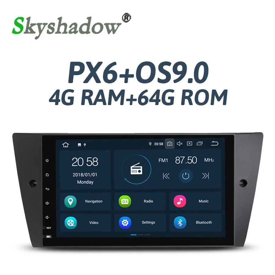 PX6 ips Android 9 0 6 Core 4 Гб + 64 ГБ Автомобильный DVD плеер для BMW E90 E91 E92 E93 WI-FI Радио RDS gps