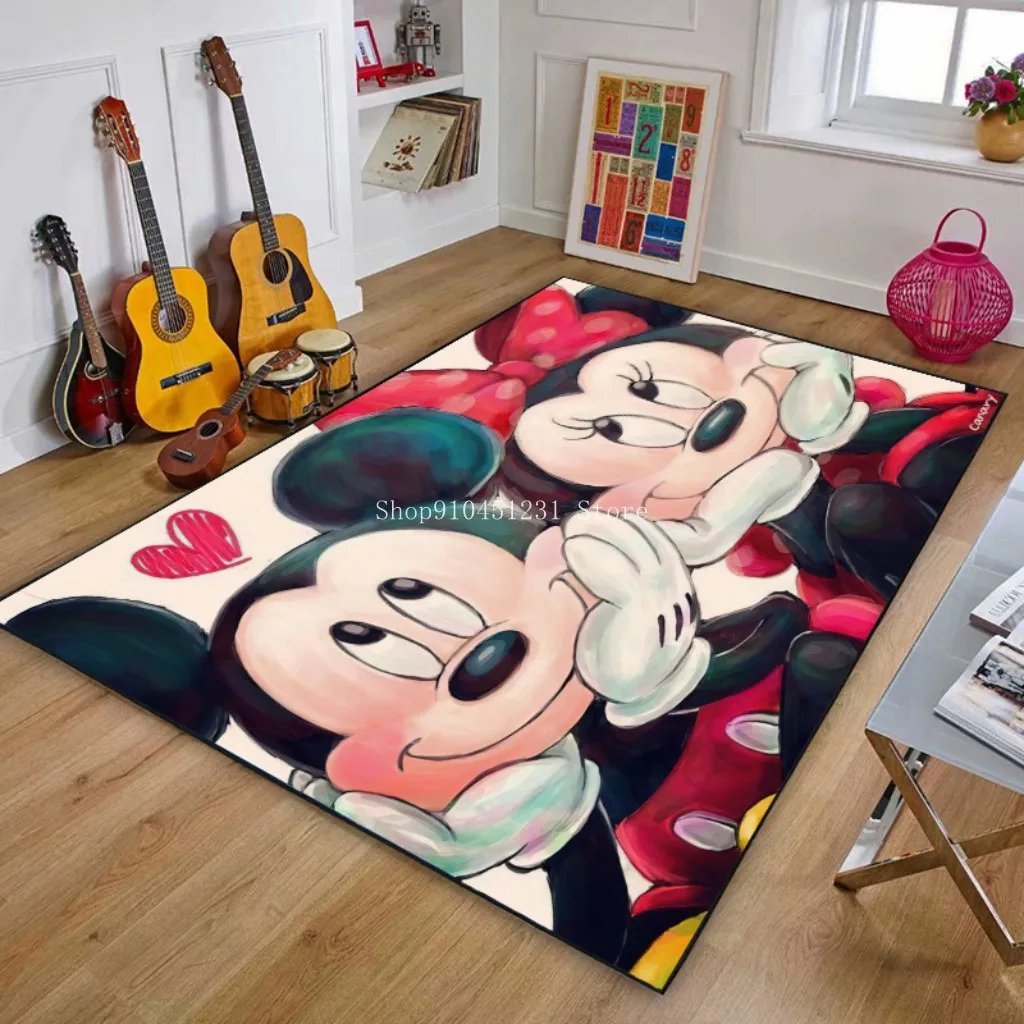 Disney Mickey Minnie Mouse Kids Playmat Washable Rug Mat for Boys Girls Living Room Modern Printing Geometric Floor Carpet