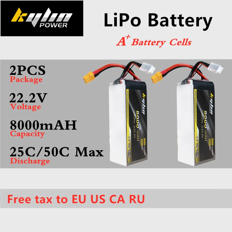 2PCS High rate Lithium Battery 6S 22.2V 8000mAh 25C/50C Max For Plant Protection UAV RC Drone Quadcopter Airplane Lipo Battery
2PCS High rate Lithium Battery 6S 22.2V 8000mAh 25C/50C Max For Plant Protection UAV RC Drone Quadcopter Airplane Lipo Battery