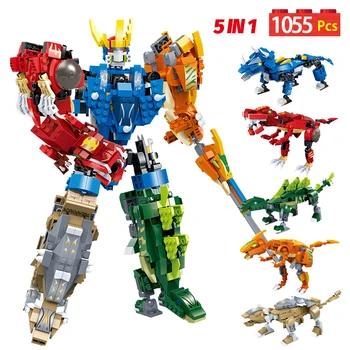 1055PCS City Transformation Dinosaur 5 in 1 Robot Bricks Technic Jurassic World Set Dinosaur Building Blocks Toys for Children
1055PCS City Transformation Dinosaur 5 in 1 Robot Bricks Technic Jurassic World Set Dinosaur Building Blocks Toys for Children