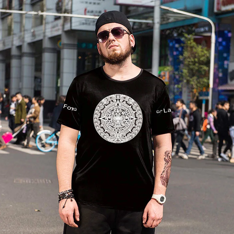Summer thin section printing short-sleeved men's simple T-shirt male off man to increase
Summer thin section printing short-sleeved men's simple T-shirt male off man to increase