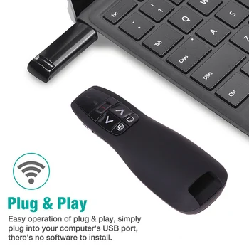 R400 2.4Ghz USB Wireless Presenter Red Laser Pointer Pen PPT Remote Control with Handheld for PowerPoint Presentation
R400 2.4Ghz USB Wireless Presenter Red Laser Pointer Pen PPT Remote Control with Handheld for PowerPoint Presentation