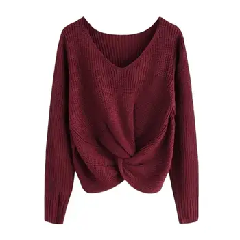 2020 Women Solid Color V Neck Front Knot Irregular Hem Knitted Plus Size Sweater
2020 Women Solid Color V Neck Front Knot Irregular Hem Knitted Plus Size Sweater