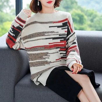 Autumn Winter Warm Knitted Sweater Women Patchwork Women's Sweaters Pullovers Oversize Colorful Striped Knitting Jumpers Female
Autumn Winter Warm Knitted Sweater Women Patchwork Women's Sweaters Pullovers Oversize Colorful Striped Knitting Jumpers Female