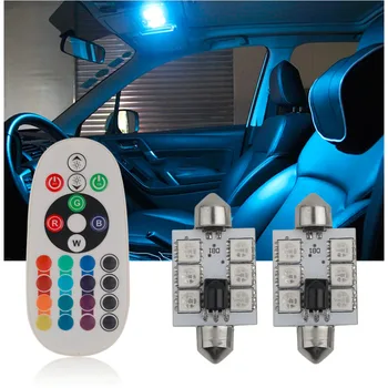 2PCS Universal RGB Car Reading Light 41MM Dome C5W Led 12V LED SMD 5050 Interior Bulbs Car Light Source With Remote Controller
2PCS Universal RGB Car Reading Light 41MM Dome C5W Led 12V LED SMD 5050 Interior Bulbs Car Light Source With Remote Controller