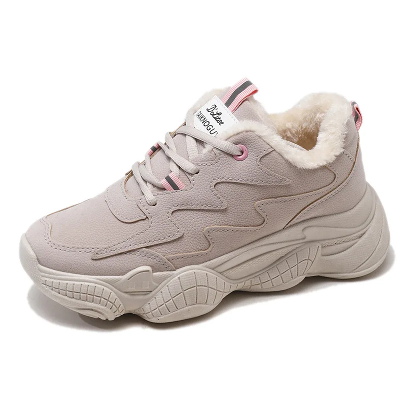 Thick Bottom Women Leather Sneakers Winter Plus velvet Women Casual Sports Shoes Autumn lace up Running Shoes Comfortable Women 
Thick Bottom Women Leather Sneakers Winter Plus velvet Women Casual Sports Shoes Autumn lace up Running Shoes Comfortable Women