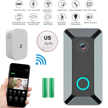 Smart Video Door Bell WiFi Wireless Two-way Intercom Door Ring Bell 2.4GHz PIR Motion Detection Night Vision Remote Recording
Smart Video Door Bell WiFi Wireless Two-way Intercom Door Ring Bell 2.4GHz PIR Motion Detection Night Vision Remote Recording
