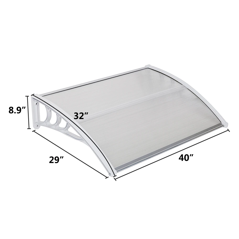100 x 80 Window Awning Or Front Door Canopy Sun Shade and Rain Blocker Transparent Eaves Cover
100 x 80 Window Awning Or Front Door Canopy Sun Shade and Rain Blocker Transparent Eaves Cover
