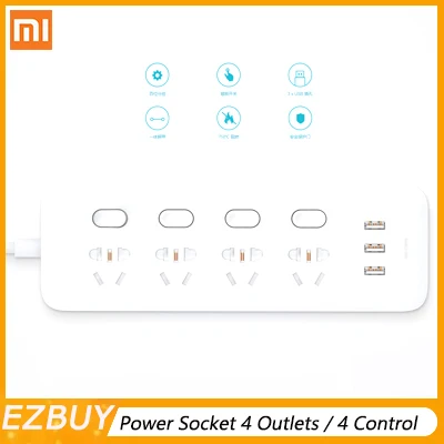 Xiaomi Mijia Mi Home Power Socket Strip With Control Switch 3 USB 4 Ports Plug Extension Patch Board panel 2500W Plug panel
Xiaomi Mijia Mi Home Power Socket Strip With Control Switch 3 USB 4 Ports Plug Extension Patch Board panel 2500W Plug panel