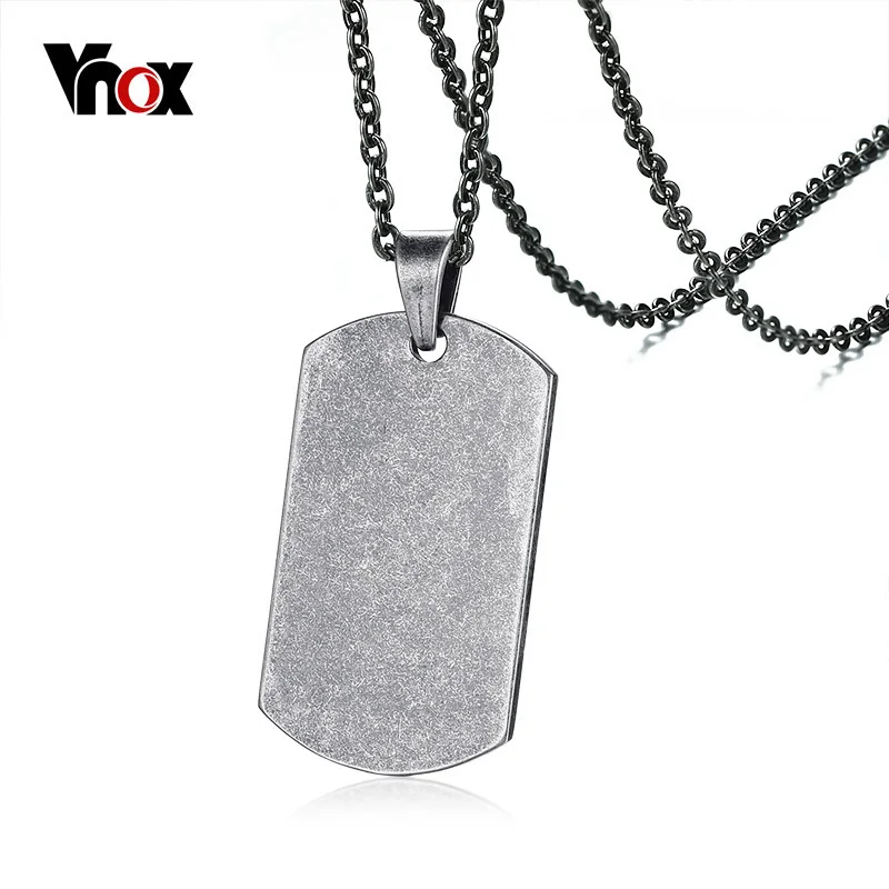 Фото Vnox Retro Color Dog Tag Necklace for Men Punk Rock Stainless Steel Pendant Free Chain 20" Male Boy Cocktail | Украшения и