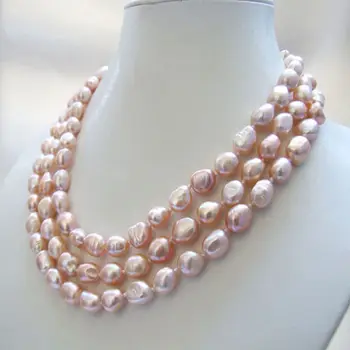 Hot sell Noble- 3 strands real nature purple baroque freshwater pearl necklace 9-11mm
Hot sell Noble- 3 strands real nature purple baroque freshwater pearl necklace 9-11mm