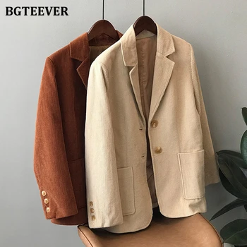 BGTEEVER Vintage Notched Collar Women Corduroy Blazer 2020 Autumn Winter Suit Jackets Single-breasted Loose Female Outwear Tops
BGTEEVER Vintage Notched Collar Women Corduroy Blazer 2020 Autumn Winter Suit Jackets Single-breasted Loose Female Outwear Tops