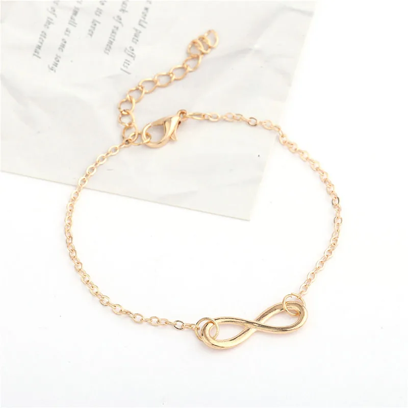Фото EDS Metal Bracelet Silver Gold Vintage Jewelry Chain For Women Bangles Trendy Numeber Eight браслет | Украшения и