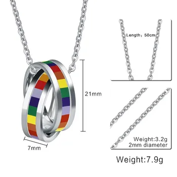 FXM GCP18 stainless steel necklace hot sell popular man woman 21mm double rround shape Rainbow lover gift women Korea style 
FXM GCP18 stainless steel necklace hot sell popular man woman 21mm double rround shape Rainbow lover gift women Korea style