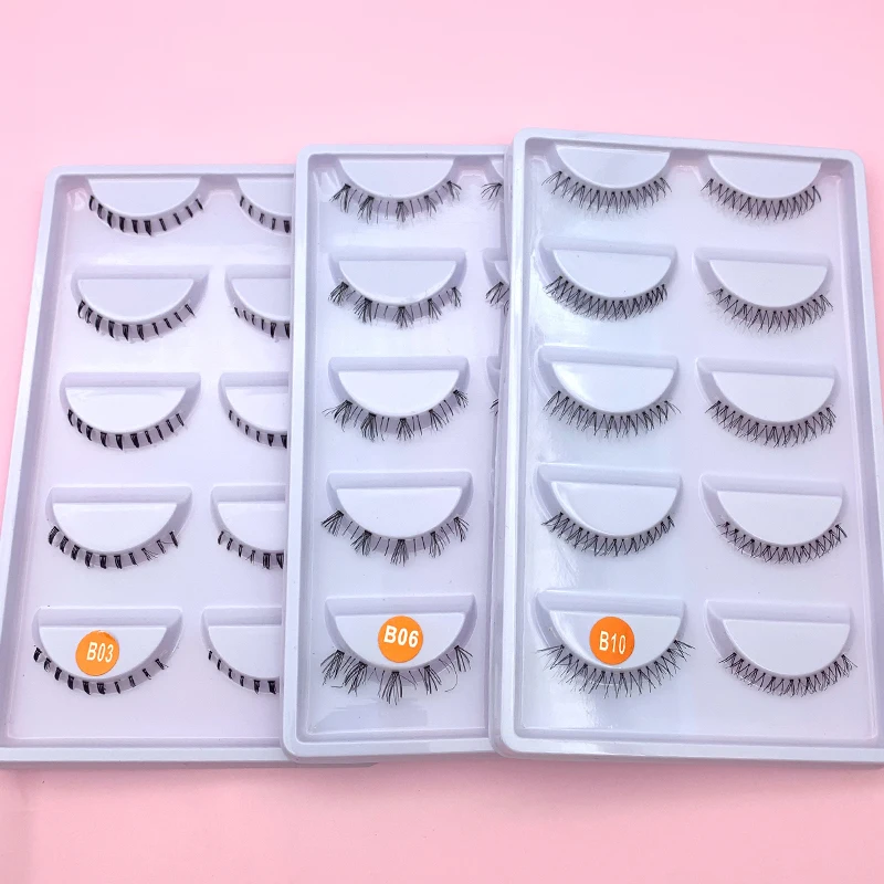 Mikiwi 5 Pairs Pack 100% Handmade Lower Clear Band Bottom Lashes Different Styles Under Messy Dense Soft Eyelashes | Красота и