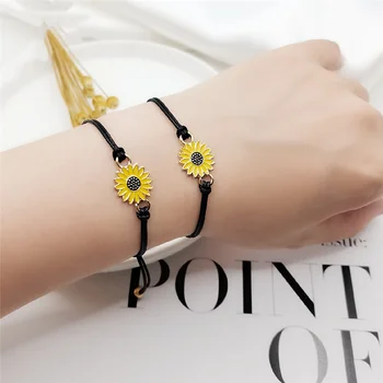 Fashion Boho Sunflower Bracelets For Women Men Wax Cotton Cord Sun Flower Daisy Lace Up Rope Charm Bracelets Girls Students Gift
Fashion Boho Sunflower Bracelets For Women Men Wax Cotton Cord Sun Flower Daisy Lace Up Rope Charm Bracelets Girls Students Gift