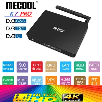 MECOOL K7 Smart TV Box Android 9.0 DVB-T2/S2/C Amlogic S905X2 Quad Core 4GB 64GB 4K 60fps 2.4G 5G WIFI 1000Mbps Set top box
MECOOL K7 Smart TV Box Android 9.0 DVB-T2/S2/C Amlogic S905X2 Quad Core 4GB 64GB 4K 60fps 2.4G 5G WIFI 1000Mbps Set top box