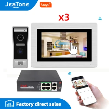 JeaTone Tuya Smart app WIFI IP 7 inch Touch Screen Video Door Phone Intercom Wired Door Bell Door Speaker Access Control System
JeaTone Tuya Smart app WIFI IP 7 inch Touch Screen Video Door Phone Intercom Wired Door Bell Door Speaker Access Control System
