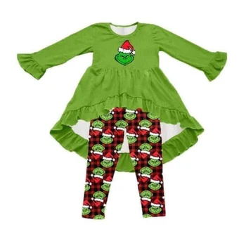 New autumn and winter hot sale Christmas little girl green long sleeve suit + black flower Leggings baby clothes 
New autumn and winter hot sale Christmas little girl green long sleeve suit + black flower Leggings baby clothes