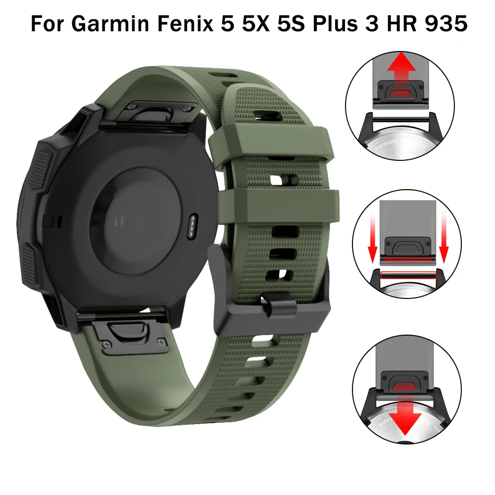 

26 22 20MM Watchband for Garmin Fenix 6X 6S 6 Pro 5 5X 5S 3 HR S60 Plus Watch Quick Release Silicone Easyfit Wrist Band Strap