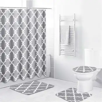 Geometric Shower Curtain Sets With Non-slip Bathroom Rug,Toilet Lid Cover,Bath Mat,Durable Waterproof Bath Curtain For Bathtub
Geometric Shower Curtain Sets With Non-slip Bathroom Rug,Toilet Lid Cover,Bath Mat,Durable Waterproof Bath Curtain For Bathtub