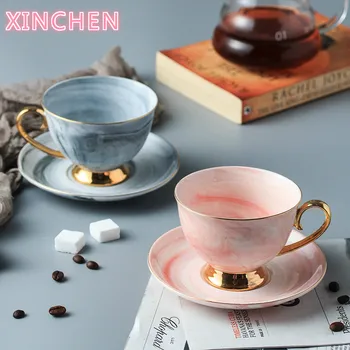 Nordic Glod Marble Coffee Cup and Saucer Set Ceramic Tea Water Cup Porcelain Reusable Latte Cappuccino Cups 230ml
Nordic Glod Marble Coffee Cup and Saucer Set Ceramic Tea Water Cup Porcelain Reusable Latte Cappuccino Cups 230ml