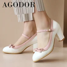 AGODOR 2021 Spring High Heels Women Shoes Bow Chunky Heel Dress Pumps Buckle Strap Round Toe Female Footwear Apricot Big Size 48
AGODOR 2021 Spring High Heels Women Shoes Bow Chunky Heel Dress Pumps Buckle Strap Round Toe Female Footwear Apricot Big Size 48