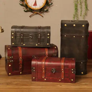 European Retro Wooden Box Red Leather Vintage Treasure Chest Jewelry Storage Box Photography Shooting Props Home Decoration
European Retro Wooden Box Red Leather Vintage Treasure Chest Jewelry Storage Box Photography Shooting Props Home Decoration