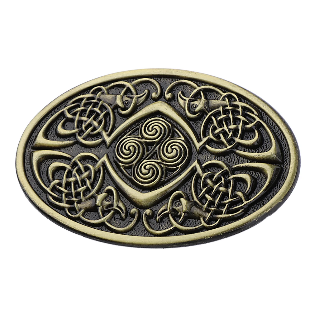 Mens Cowboy Germanic Pattern Oval Bronze Belt Buckle Mens Cowboy Germanic Pattern Oval Bronze Belt Buckle