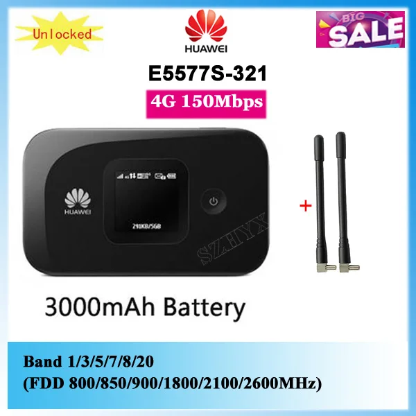 Unlocked Huawei E5577 E5577s-321 150Mbps 3000mAh Battery 4G LTE mobile wifi router pocket wifi hotspot PK E5577s-932 E5577Bs-937
Unlocked Huawei E5577 E5577s-321 150Mbps 3000mAh Battery 4G LTE mobile wifi router pocket wifi hotspot PK E5577s-932 E5577Bs-937