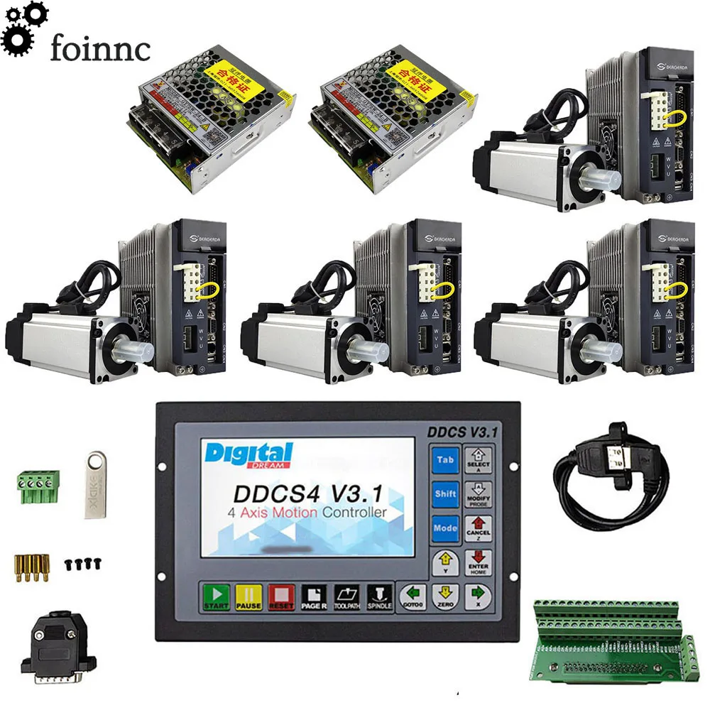 CNC four-axis combination kit,1* ddcsv3.1 Offline CNC Controller+4*750w AC servo motor kit Z-Axis with brake+2* 75W power supply
CNC four-axis combination kit,1* ddcsv3.1 Offline CNC Controller+4*750w AC servo motor kit Z-Axis with brake+2* 75W power supply
