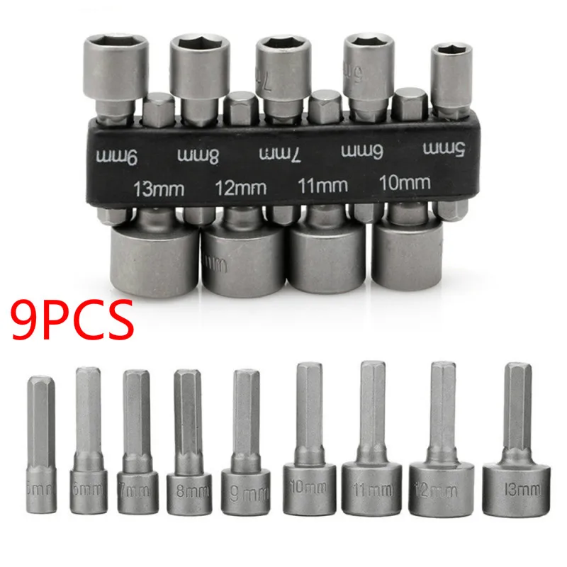 9pcs 5-13mm Socket Adapters Hex Shank Power Nut Driver 1/4 Drill Bit Set Screwdrivers Metric Wrench Screw Bolt Adapter Tools
9pcs 5-13mm Socket Adapters Hex Shank Power Nut Driver 1/4 Drill Bit Set Screwdrivers Metric Wrench Screw Bolt Adapter Tools