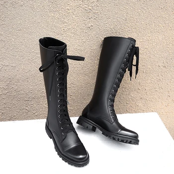 Female Chunky low Heels Party Night Club Shoes Woman Punk Genuine Leather Women Knee High Boots autumn Winter Boots
Female Chunky low Heels Party Night Club Shoes Woman Punk Genuine Leather Women Knee High Boots autumn Winter Boots