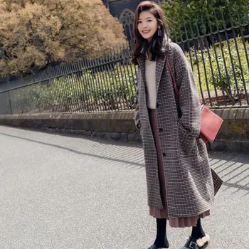 Wool Blend Coat Women Hepburn Style 2019 Autumn Long Woolen Jacket Plaid Office Lady Vintage Outwear Fashion Winter Pocket
Wool Blend Coat Women Hepburn Style 2019 Autumn Long Woolen Jacket Plaid Office Lady Vintage Outwear Fashion Winter Pocket