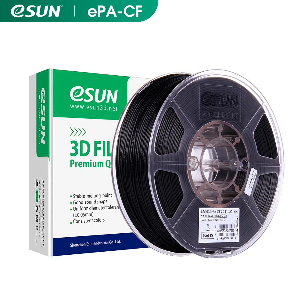 eSUN Carbon Fiber Filled Nylon Filament ePA-CF 1.75mm 3D Printer 1KG 2.2LBS Spool Printing for Printers | Компьютеры и офис