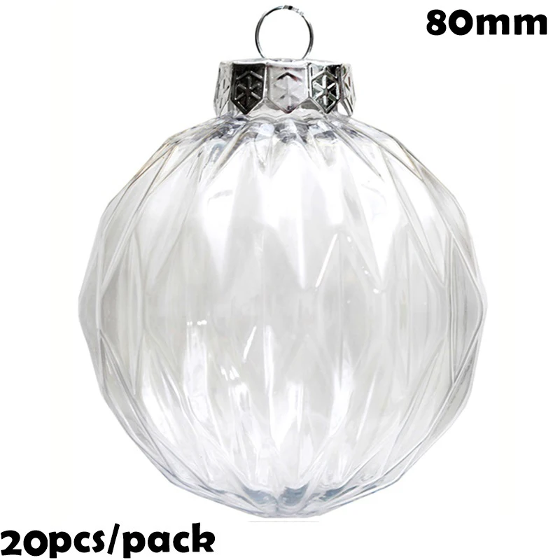 

20 Pieces x DIY Paintable/Shatterproof Christmas Decoration Ornament 80mm Plastic Melon Bauble Ball