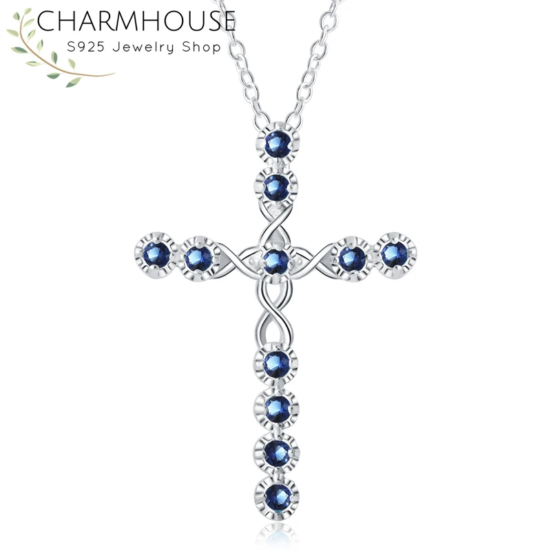 Charmhouse 925 Sterling Silver Necklaces For Women Blue Crystal Cross Pendant & Necklace Chain Choker Collier Fashion Jewerly
Charmhouse 925 Sterling Silver Necklaces For Women Blue Crystal Cross Pendant & Necklace Chain Choker Collier Fashion Jewerly
