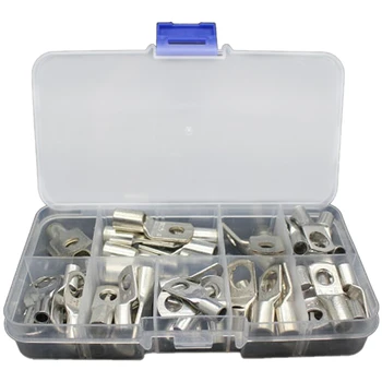 65X Copper Tube Terminal, Battery Welding Cable Lug Ring Crimp Connector Kit Box