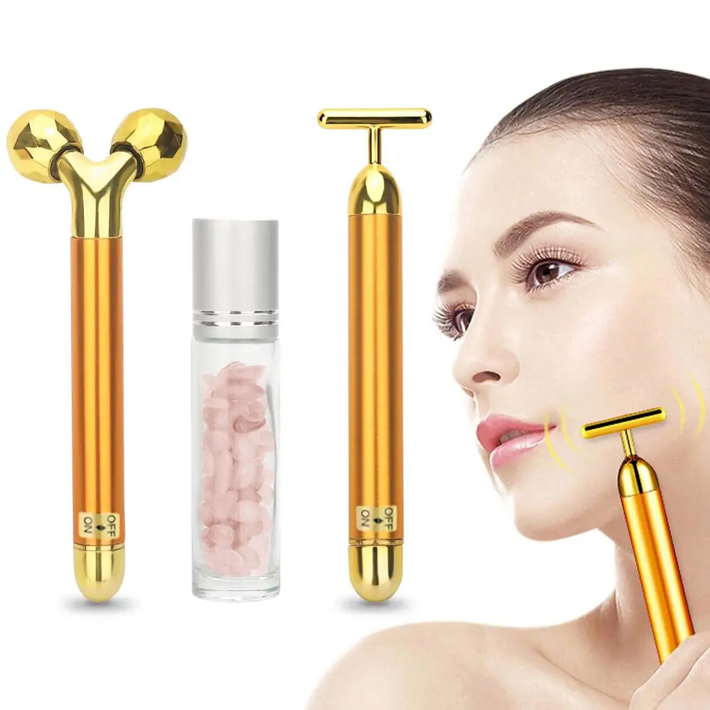 3 In 1 Energy Beauty Bar 24k Golden Vibrating Facial Roller Face Massager Face Lifting Anti-Wrinkle Eye Roller Skin Care Tools
3 In 1 Energy Beauty Bar 24k Golden Vibrating Facial Roller Face Massager Face Lifting Anti-Wrinkle Eye Roller Skin Care Tools