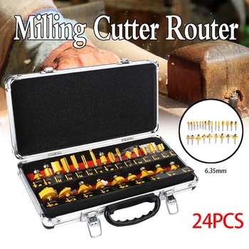 24Pcs/Set Milling Cutter Machine Tools Set Router Bit For Wood Cutters Carbide Shank Mill Milling Wood Cutter Woodworking Tool 
24Pcs/Set Milling Cutter Machine Tools Set Router Bit For Wood Cutters Carbide Shank Mill Milling Wood Cutter Woodworking Tool